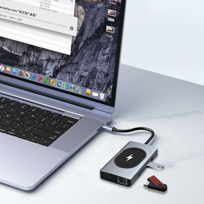 Hub cu 9 porturi diferite Q HU666 si incarcare wireless