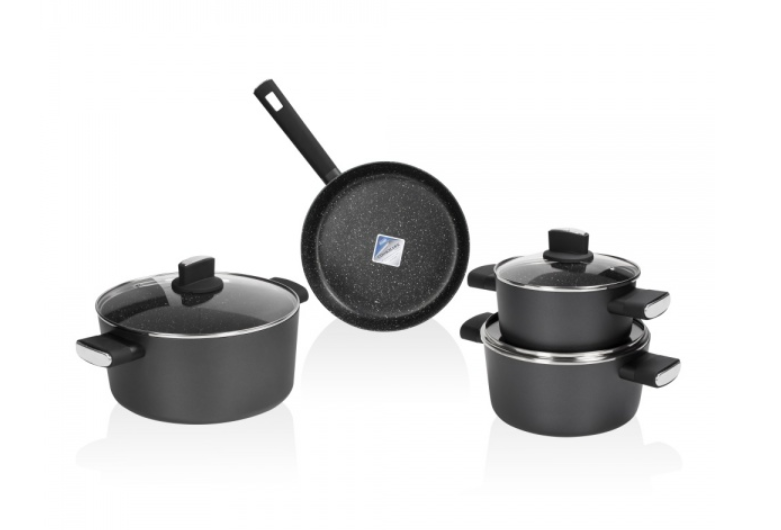 Set de oale Zilan ZLN0959 Negru, cu 7 piese, invelis din marmura si manere fine la atingere