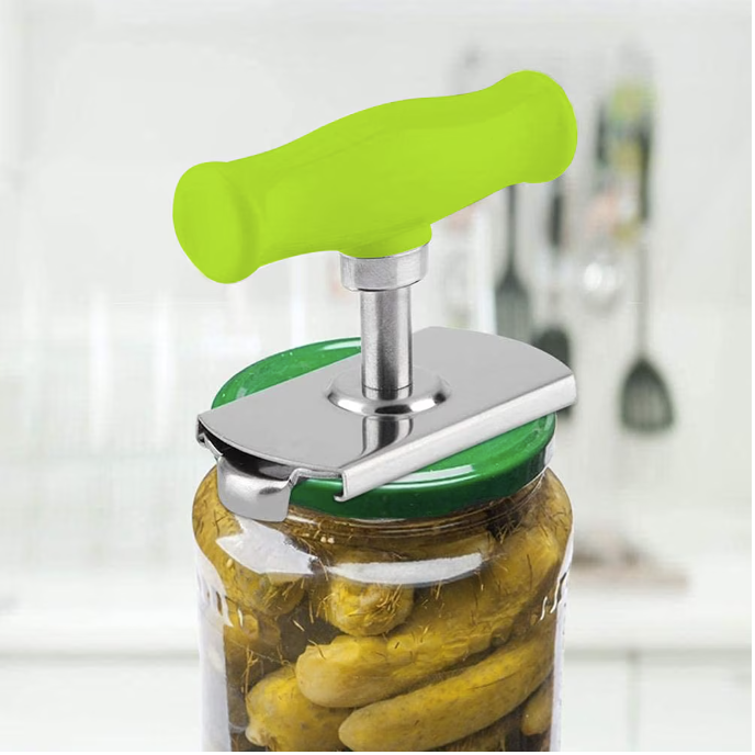 Deschizator de borcane si sticle cu Prindere Capac si Maner Inox