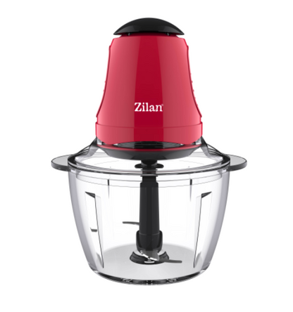 Mini tocator Zilan Rosu, putere 200W, capacitate 1L, vas din sticla