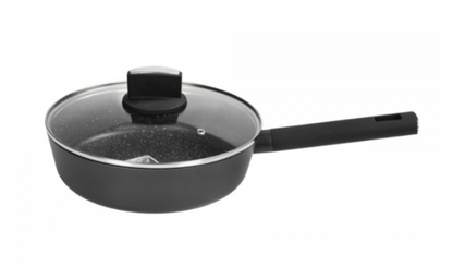 Cratita Zilan Negru cu invelis din marmura, 5 straturi, 24 cm si maner fin la atingere, 2.4L