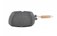 Tigaie grill Zilan ZLN-4298, diametru 24 cm, Material aluminiu, Interior granit, Maner pliabil, Compatibil inductie