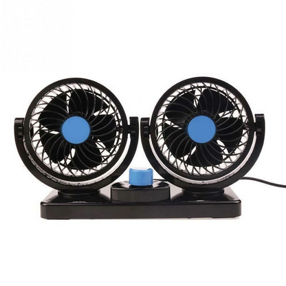 Ventilator auto dublu, rotativ 360°, 2 viteze, 12V, negru