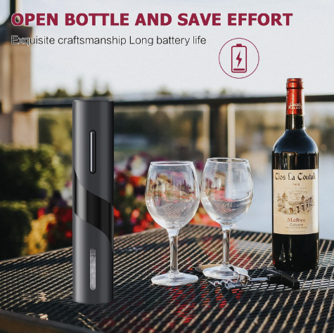 Set tirbuson electric pentru sticle de vin 4 accesorii cutter pentru taierea sigiliului aerator dop cu pompa vid
