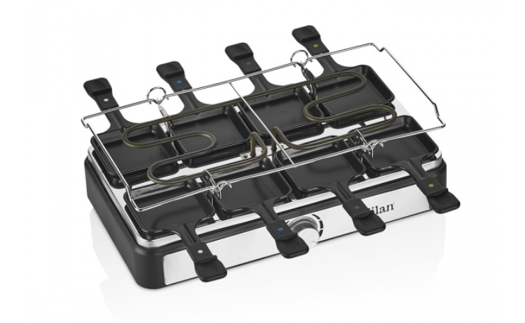 Gratar electric cu raclette Zilan, placa de piatra si placa de aluminiu, putere 1400 W, Gri