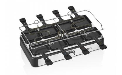 Gratar electric cu raclette Zilan, placa de piatra si placa de aluminiu, putere 1400 W, Gri