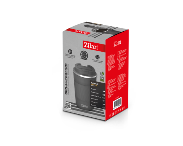 Cana de cafea Zilan ZLN9879 termos, capacitate 380ml, interior din inox, pereti dublii, gri