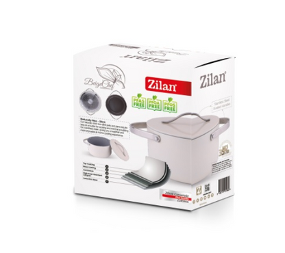 Oala Zilan ZLN0866 din 5 straturi de material, 20 cm diametru, capacitate 2.7l, Otel inoxidabil, Manere nituite