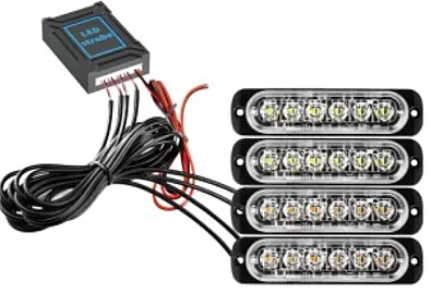 Kit 4 lumini stroboscop 7 functii 12V Galben