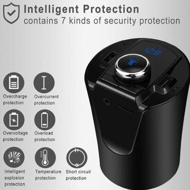 Kit Multifunctional BX6 BX7 FM functie Bluetooth cu 2 porturi USB Slot TF CARD AUX Negru