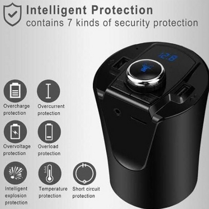 Kit Multifunctional BX6 BX7 FM functie Bluetooth cu 2 porturi USB Slot TF CARD AUX Negru
