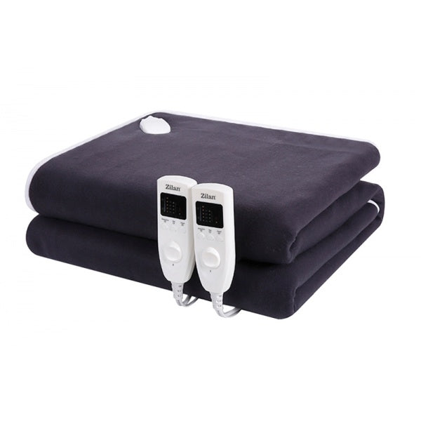 Patura cu incalzire electrica Soft Polar Fleece, Negru Pentru doua persoane 160X140 cm, 2x60 W, Temporizator 1-10 ore ZILAN
