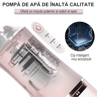 Irigator bucal electric, 3TREPTE de presiune,8 capete curatare, fara fir, IPX6, Rezervor 220 ML