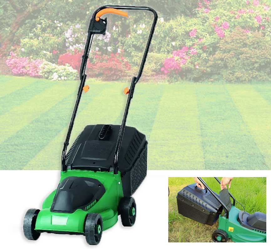 Masina electrica de tuns iarba sau gazonul, cu maner rabatabil si colector pentru iarba detasabil