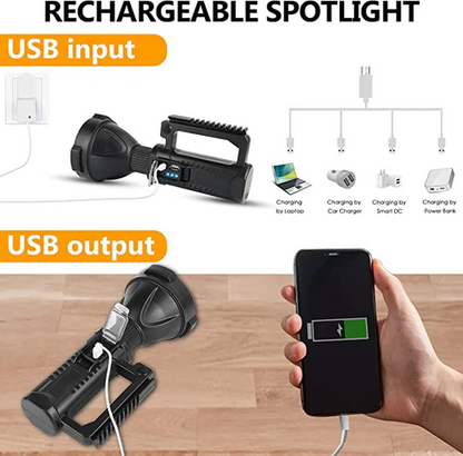 Lanterna Proiector reincarcabil USB, cu adaptor auto si adaptor USB, diametru 15.5 cm, lungime 31 cm, ultra-luminos