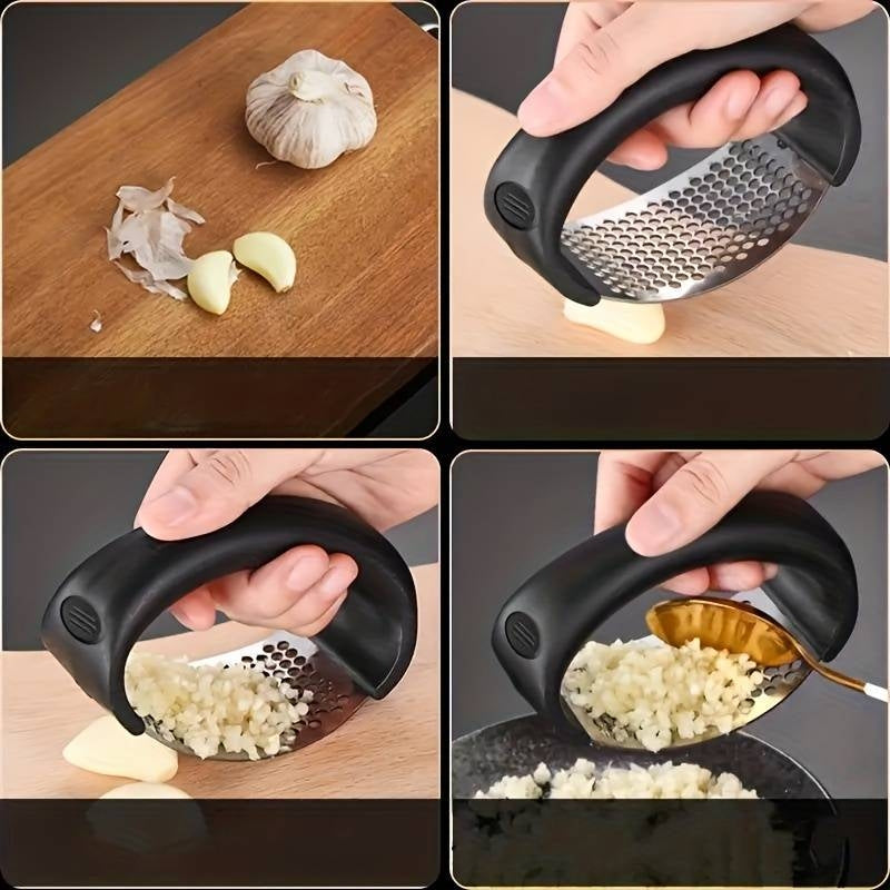 Presa manuala pentru usturoi, curbata, inox