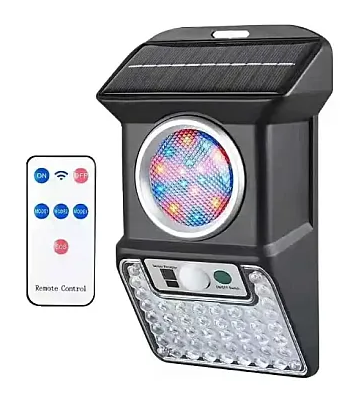 Lampa solara de perete, cu 59 de LED-uri, cu senzor de miscare, panou solar de 3W, cu telecomanda