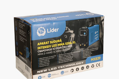 Aparat sudura LIDER XL MMA 520 A MX839 afisaj electronic cablu 12mm / 3m