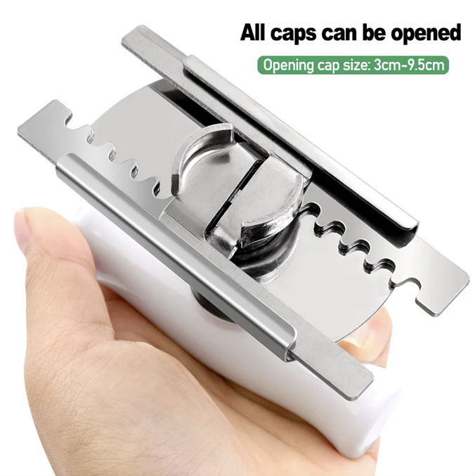 Deschizator de borcane si sticle cu Prindere Capac si Maner Inox