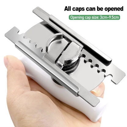 Deschizator de borcane si sticle cu Prindere Capac si Maner Inox
