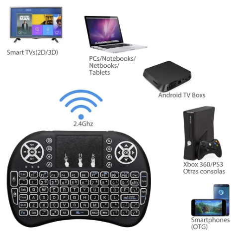 Tastatura Mini Wireless Q K07 cu Touchpad 2.4 GHz Iluminare RGB 7 Culori