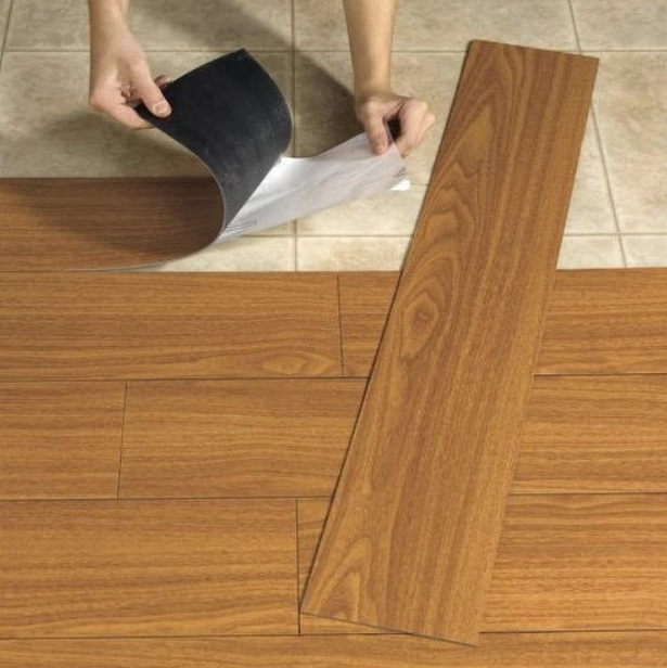 Set 7 placi pardoseala autoadezive, din PVC, Culoare Stejar