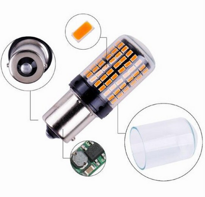 Set 2 Becuri LED Canbus 1156 Pozitie Portocaliu BA15S P21W 144 LED-uri