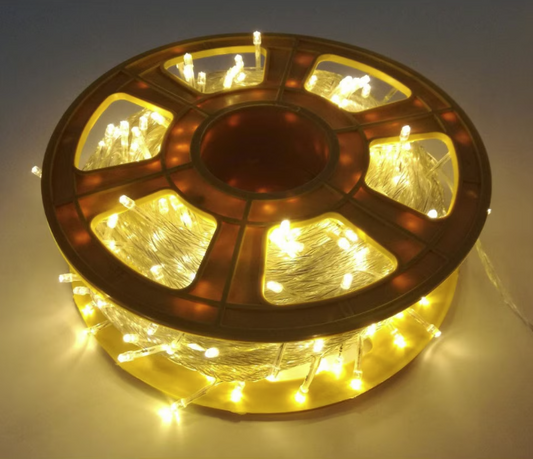 Instalatie LED sir 100m, cu 480 led mare tip diamant, IP 44, 8 jocuri de lumini, Lumina calda