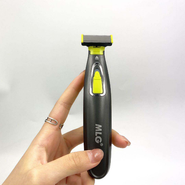 Trimmer facial electric MLG LT-187, fara fir, incarcare USB, cap pivotant, 3 piepteni deistantieri, negru cu verde