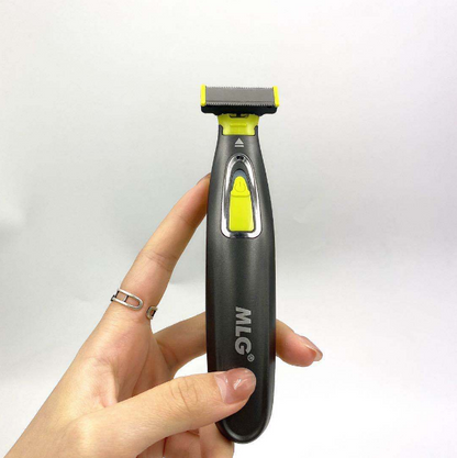 Trimmer facial electric MLG LT-187, fara fir, incarcare USB, cap pivotant, 3 piepteni deistantieri, negru cu verde
