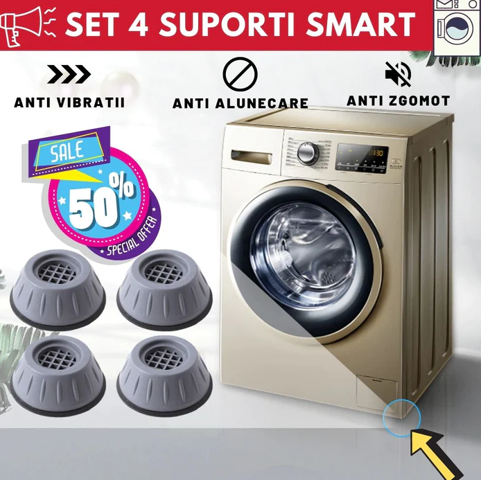 SET DE 4 PIESE SUPORT ANTI-ZGOMOT ȘI ANTIDERAPANTE PENTRU MAȘINA DE SPĂLAT