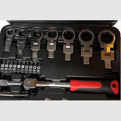 Chei unghiulare cu clichet 6-19mm CrV 20 buc si capete interschimbabile