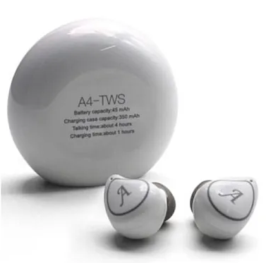 Casti Wireless A4-TWS cu dock de incarcare si design compact alb