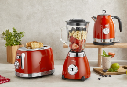 Fierbator RETRO Zilan ZLN7033 Rosu, Capacitate 1.7 Litri, Putere 2200W, Rotire 360