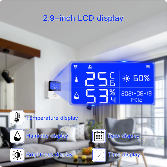 Termostat inteligent WiFi Q WD01 temperatura si umiditate display LCD 2.9inch