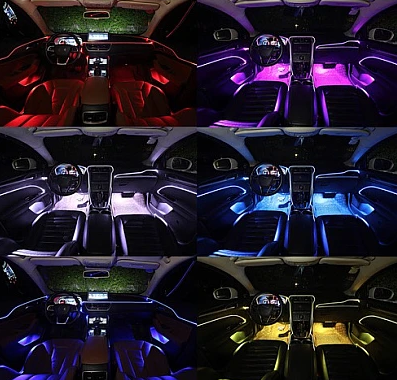 Lumina ambientala LED RGB fibra, Suport pentru aplicatii, 4 in 1, 6 metri