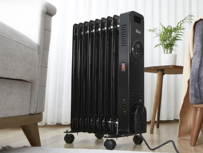 Calorifer Zilan ZLN8416 Negru cu 9 elementi, putere 2000W, indicator led