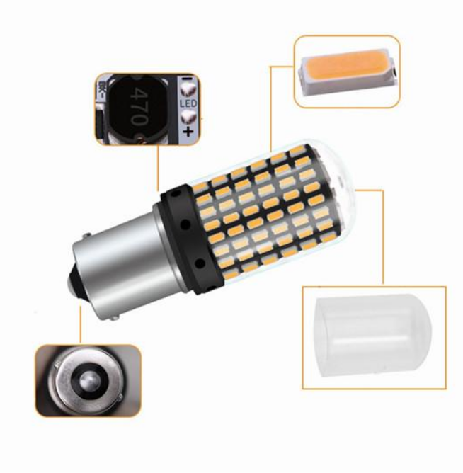 Set 2 Becuri LED Canbus 1156 Pozitie Portocaliu BA15S P21W 144 LED-uri