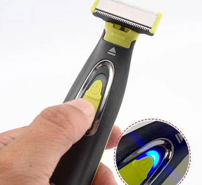 Trimmer facial electric MLG LT-187, fara fir, incarcare USB, cap pivotant, 3 piepteni deistantieri, negru cu verde
