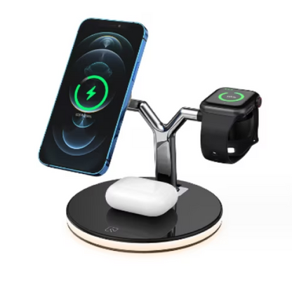 Incarcator Wireless 3 in 1 cu LED Model 970 pentru Telefon Ceas Casti