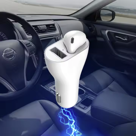 Set 2 in 1 Incarcator auto cu Casca bluetooth