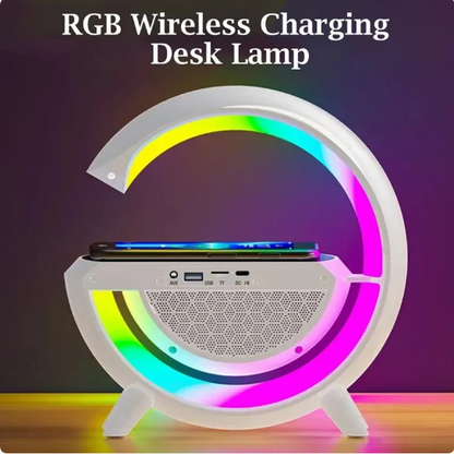 STATIE INCARCARE WIRELESS 3 IN 1 CU LAMPA RGB SI BOXA BLUETOOTH