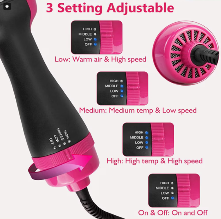 Perie rotunda cu USCATOR One Step 2in1 Uscare Rapida