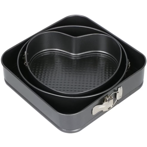 Set de 3 forme prajituri, Baza detasabila, 22 cm/24 cm/26 cm, Negru