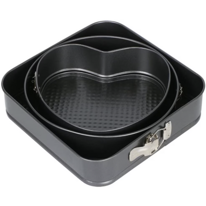 Set de 3 forme prajituri, Baza detasabila, 22 cm/24 cm/26 cm, Negru