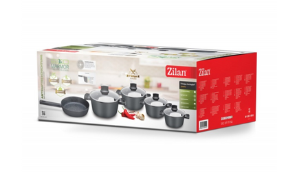 Set de oale Zilan ZLN0942 Negru, cu 9 piese, invelis din marmura si manere fine la atingere