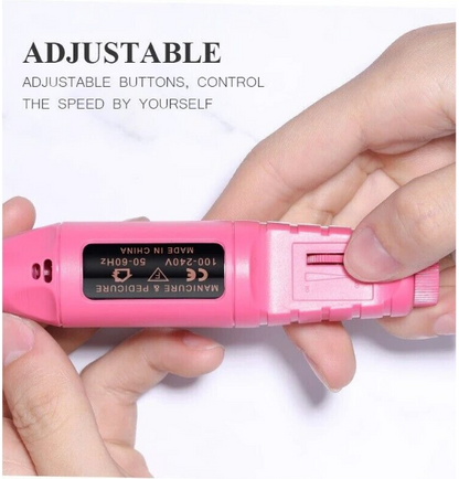 Freza Unghii Roz include 5 pile 5 capete abrazive Viteza Reglabila Semiprofesionala ALIMENTARE USB