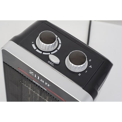 Aeroterma ceramica ZILAN Putere 2000W, 2 trepte de reglare temperatura+aer rece, Termostat reglabil, Rezistenta ceramica, Functie oscilatie, Sistem siguranta impotriva rasturnarii si supraincalzirii
