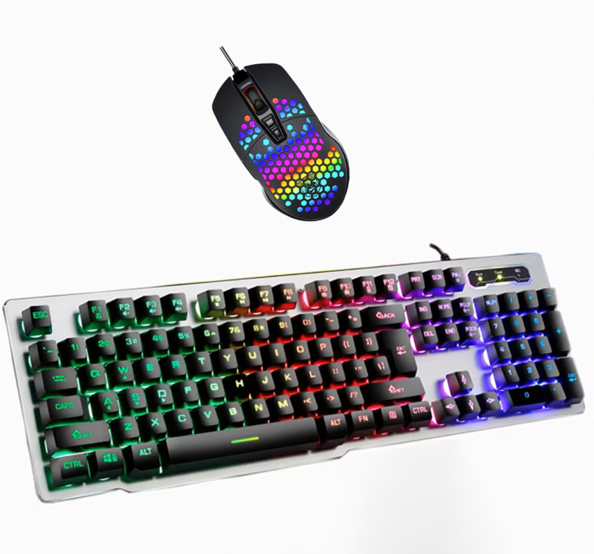 Set tastatura si mouse gaming Andowl QK809 USB iluminare RGB