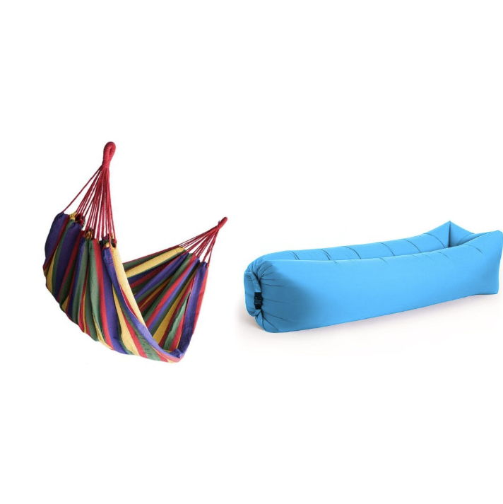 Pachet Promo! Hamac Sun Smile, 200 x 80 cm + Saltea gonflabila tip sezlong Lazy Bag